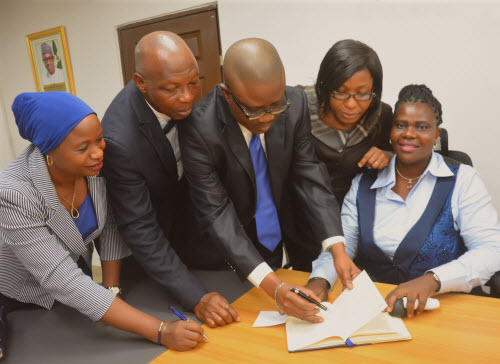 Image with customers doing business